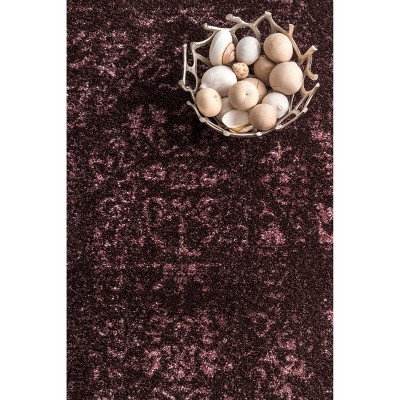 Elegant Vintage Burgundy Synthetic 7'6" x 9'6" Area Rug