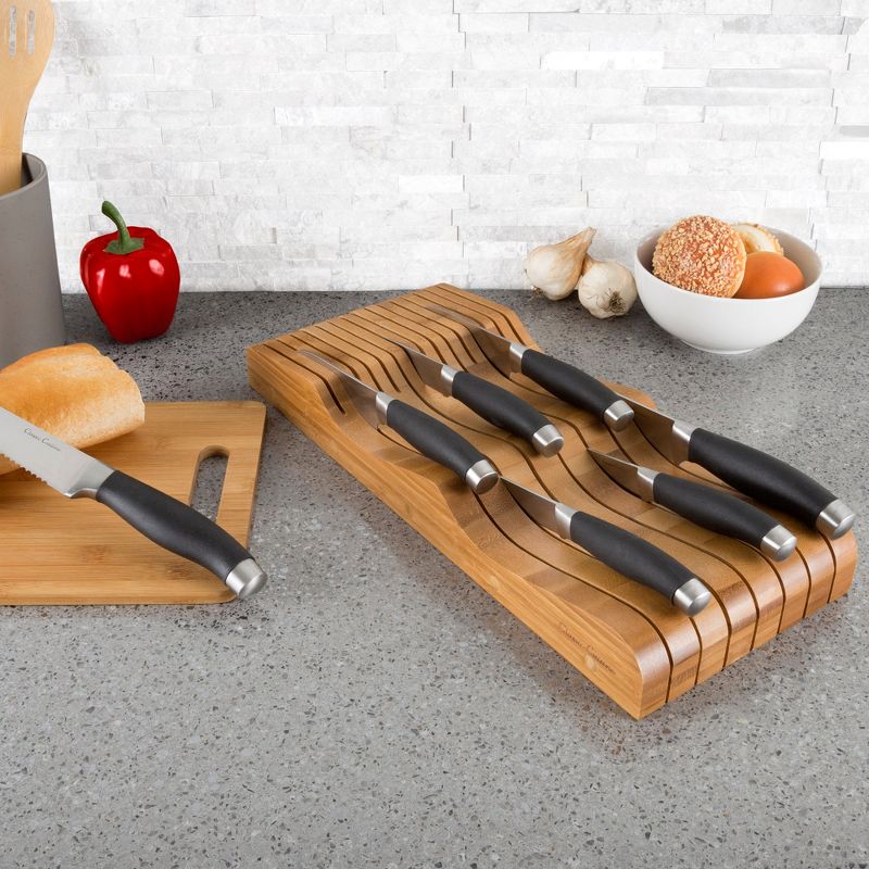 In Drawer Bamboo Knife Block and Cutlery Storage Organizer, Holds up to 15 Knives  Bacteria Resistant and Protects Blades by Classic Cuisine, 3 of 4