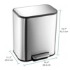 Stainless Steel Trash Can with Lid, Step-On Pedal and Inner Bucket, Rectangular for Kitchen, Office, Living Room - 2 of 4