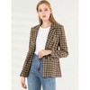 INSPIRE CHIC Women's Notched Lapel One Button Boyfriend Plaid Suit Blazer - 4 of 4