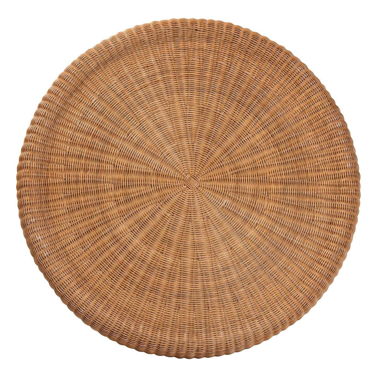 bali & pari Avalon Natural Rattan Round Coffee Table with Scalloped Pedestal Base Light Honey - thumbnail 5
