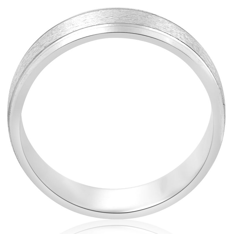 Pompeii3 6MM Platinum Mens Wedding Band Brushed Comfort Fit Flat Ring, 2 of 4