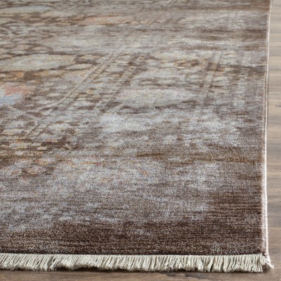 Large Rectangular Brown and Multi Synthetic Persian Rug