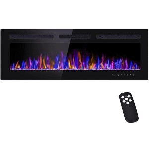 Coolmee 80 inch Smart Electric Fireplace Recessed & Mounted, Dual Heat 750/1500W with Remote, Adjustable Flames, Touch Screen, Timer - 1 of 4