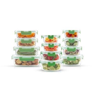 JoyFul by JoyJolt 24 Piece Glass Food Storage Containers with Leakproof Lids Set - Green
