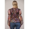 Women's Floral Print Smocked Peplum Top - Fate - 2 of 4