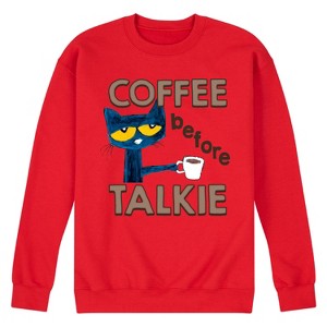 Men's - Pete the Cat - Coffee Before Talkie- Men's Crew Fleece Sweatshirt Graphic Fleece Sweatshirt - 1 of 4