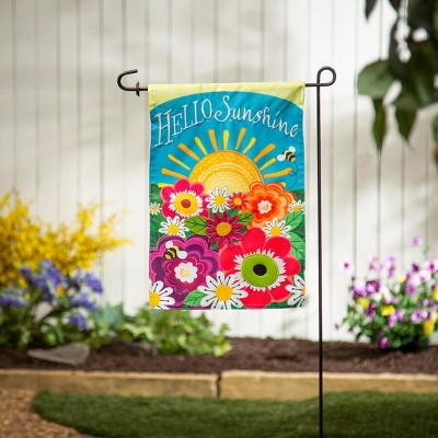 Hello Sunshine Multicolor Applique Garden Flag 12.5 x 18 Inches