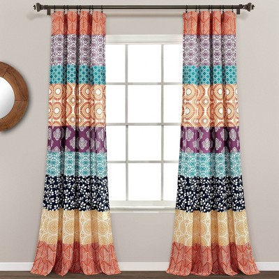 Set of 2 Bohemian Striped Light Filtering Window Curtain Panels - Lush Décor