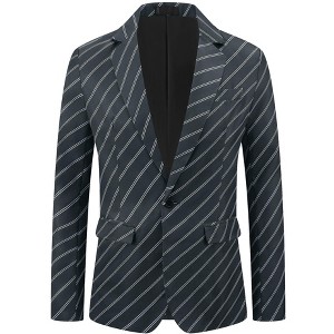 INSPIRE CHIC Men's Single Breasted Notch Lapel Business Stripes Pattern Blazer - 1 of 4