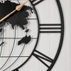 36 Inch Large Black Metal Silent World Map Wall Clock with Gold ...