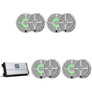 Wet Sounds HTM-8 - HTM Series 1200 Watt Full-Range Class-D 85x8 Watts RMS @4 OHM With 4 pairs Wet Sounds RECON 6 XW-W RGB LED Recon Series 6.5" 60-... - 1 of 4