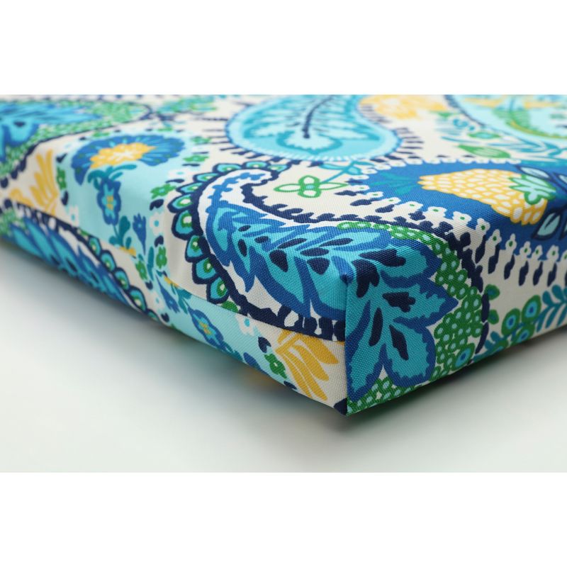 Set of 2 Outdoor/Indoor Squared Corners Seat Cushions Amalia Paisley Blue - Pillow Perfect, 3 of 9