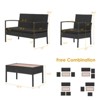 Tangkula Patio Rattan 8PCS Cushioned Chair Side Table Set Bistro Set Classic Furniture Single Sofa Thick Cushion Loveseat for Garden Black - 3 of 4