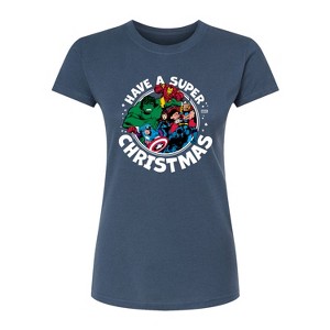 Women's - Marvel - Have A Super Christmas Avengers Fitted Graphic T-Shirt - 1 of 2