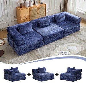 TIRAMISUBEST 39 inch Compression Sofa Chenille Foldable Floor Bed Fixed Frame 1-3 Seater Boneless Modular Living Room - 1 of 4