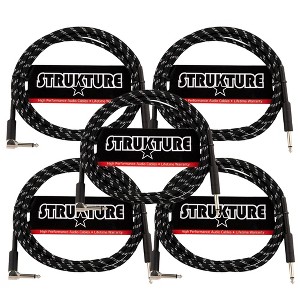 Strukture Instrument Cable 10ft. Right Angle (Black/Silver) - 5 Pack - 1 of 2