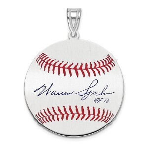 Black Bow Jewelry Sterling Silver Warren Spahn Signature MD Enamel Baseball Pendant - 1 of 4