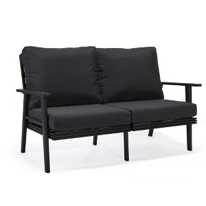 Leisuremod Walbrooke Modern Polyester Loveseat with Black Aluminum Frame and Removable Cushions - 1 of 4