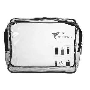 Unique Bargains Women's Transparent Waterproof Travel Cosmetic Bag Black 1 Pc - 1 of 4