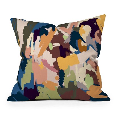 16"x16" Ninola Design Artsy Mineral Landscape Abstract Square Throw Pillow Blue/Pink - Deny Designs