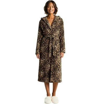 ADR Soft Plush Fleece Women's Robe with Hood, Warm Lightweight Hooded Womens Bathrobe