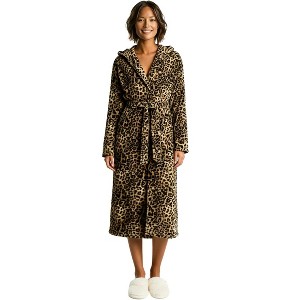 ADR Soft Plush Fleece Women's Robe with Hood, Warm Lightweight Hooded Womens Bathrobe - 1 of 3