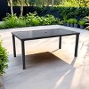 Black 67" Rectangular Outdoor Patio Dining Table with Umbrella Hole, Rust-Free Metal Frame, Weather Resistant, for Deck, Garden- Maison Boucle - 2 of 4
