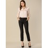 INSPIRE CHIC Women's Puff Long Sleeve Point Collar Vintage Button Work Satin Shirt - 3 of 4