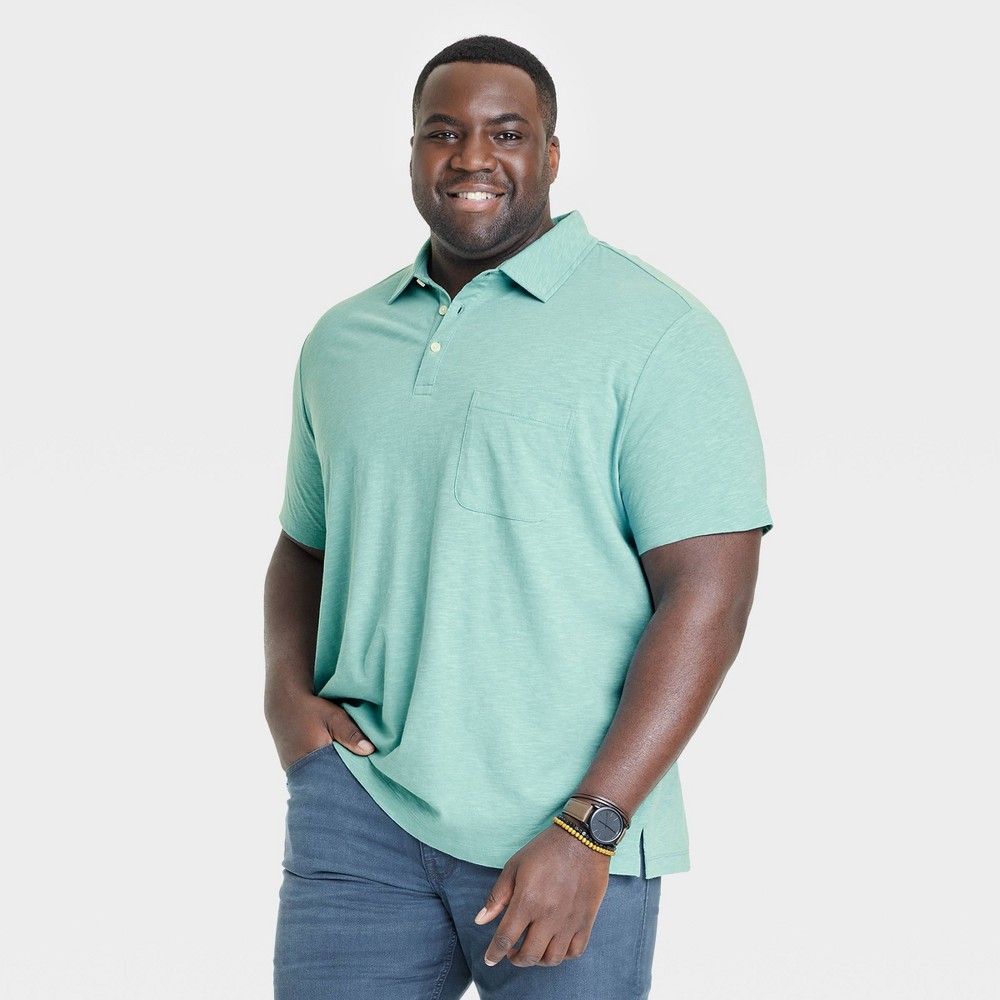 Men's Big & Tall Regular Fit Short Sleeve Slub Jersey Polo Shirt - Goodfellow & Co™ Aqua Green 4XLT -  87130902