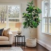 Indoor Outdoor 4FT/5FT/6FT Fiddle Leaf Fig Artificial Tree Faux Floor Plant with Black Planter Pot - 3 of 4