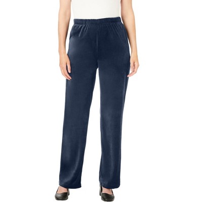 Woman Within Women's Plus Size Wide-Leg Velour Pant