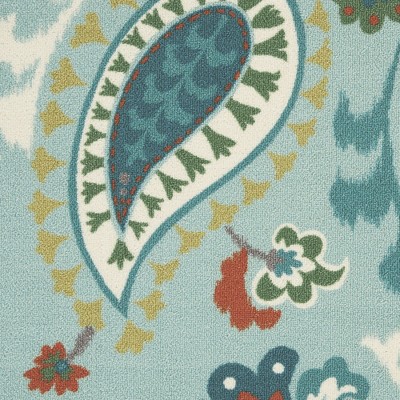 Light Blue Floral Synthetic Indoor/Outdoor Area Rug 7'9" x 10'10"