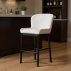 HomeRoots 31" White and Black Fabric and Solid Wood Bar Height Bar Chair - 2 of 4