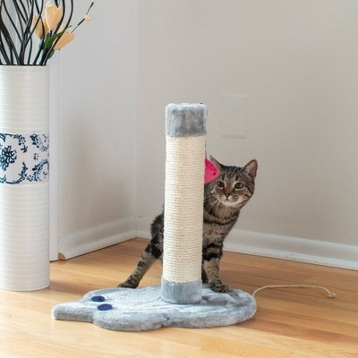 Gray Sisal and Faux Fur Mouse-Shaped Cat Scratcher with Toy
