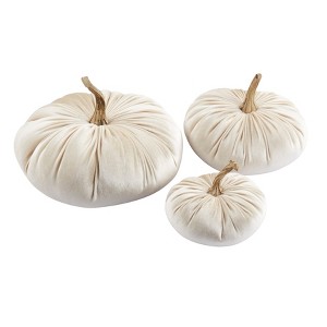 Saro Lifestyle Decorative Velvet Pumpkins (Set of 6), Ivory - 1 of 2