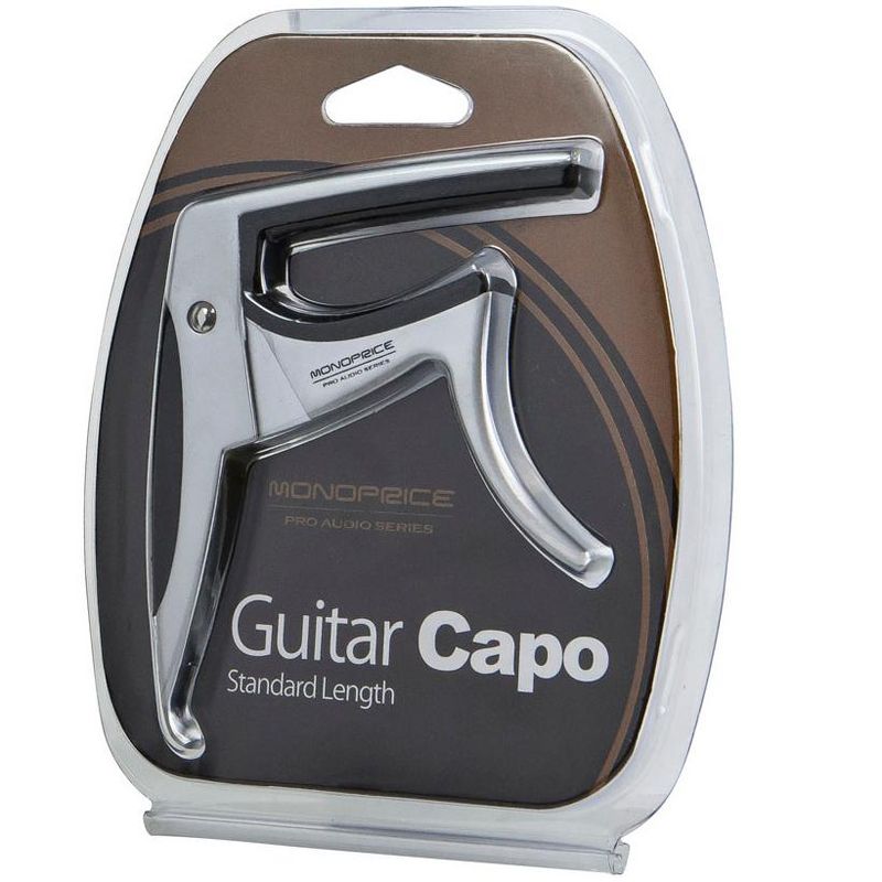 Monoprice Guitar Capo - Silver With Aluminum Body & Rubber Accents, Trigger-style, Standard Length, Hight Quality & Light Weight, 2 of 3