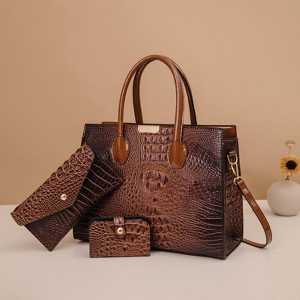 Paaaawaters Set of 3 Crocodile Print Tote Bag - Large Capacity, Fashion Women's Handbag for Daily & Evening Use - 1 of 4