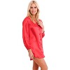 Del Rossa Women's Satin Solid Color Nightshirt, Boyfriend Style Sleepshirt - 2 of 2
