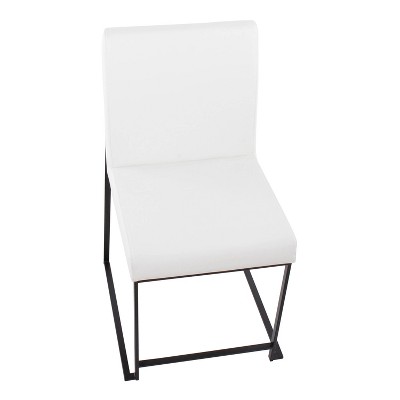 Fuji High Back Contemporary White Faux Leather Side Chair with Black Steel Frame