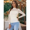 INSPIRE CHIC Women's Solid Mock Neck Mesh Sheer Long Sleeve Ruched Blouses - 4 of 4