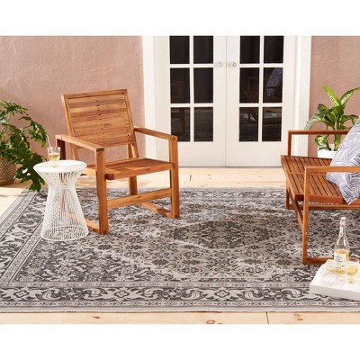 Dahlia Gray and Black Medallion Outdoor Area Rug