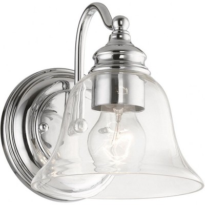 Polished Chrome 1-Light Vanity with Clear Glass Shade