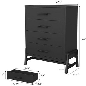4 Dresser for Bedroom, 38.6" Tall Dresser, Tall Drawer with Storage Freestanding, Wooden Closet Storage Chest for Living Room, Bedroom, Entryway - 1 of 4