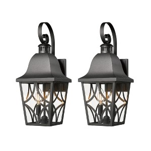 Maggift Outdoor Wall Light Fixtures, Waterproof Exterior Lights, Matte Black Outdoor Wall Lantern with Clear Glass, 2 Pack Black, 8.3"*7.5"*18.1" - 1 of 4