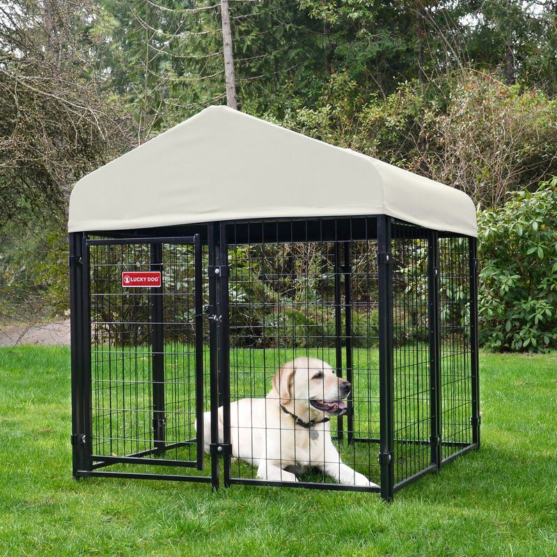 Lucky Dog STAY Series Kennel Outdoor Pet Pen with High Density Waterproof Polyester Roof Cover w/ UPF 50 Plus Protection, 4 of 7