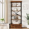 5 Tier Bookshelf with Drawer, Metal Display Standing Shelf, for Display and Storage in The Home Office, Living Room, Bedroom or Bathroom - 4 of 4