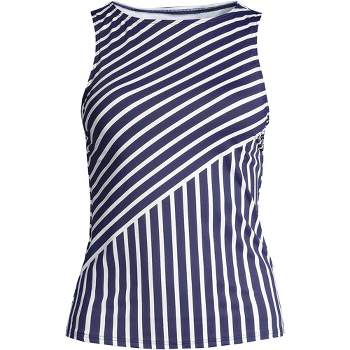 Lands' End Women's Mastectomy Chlorine Resistant Square Neck Tankini Top Swimsuit Adjustable Straps