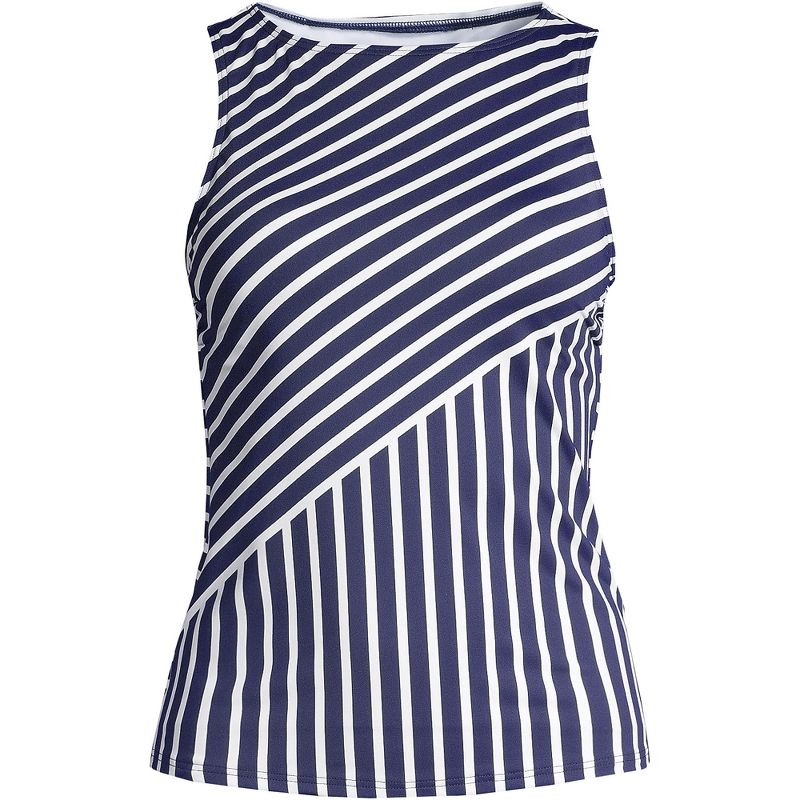 Lands' End Women's Plus Size Long Chlorine Resistant High Neck UPF 50 Modest Tankini Swimsuit Top, 3 of 7