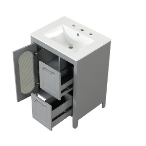 Akoasm 24 in. W Sink Bathroom Vanity Cabinet with Two Drawers, Door and Adjustable Shelf-Grey - 1 of 4